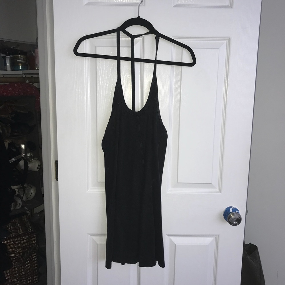 T back ribbed dress in charcoal